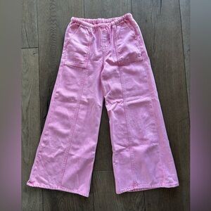 GAP Parisian Pink Baggy Ultra Soft Denim Pants Wide Leg Girls - Size Large